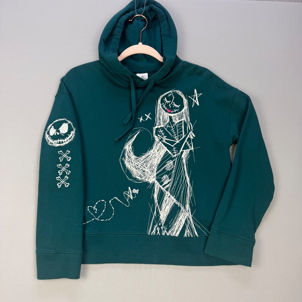 Disney Nightmare Before Christmas Sally Jack Skellington Hoodie Teal Medium